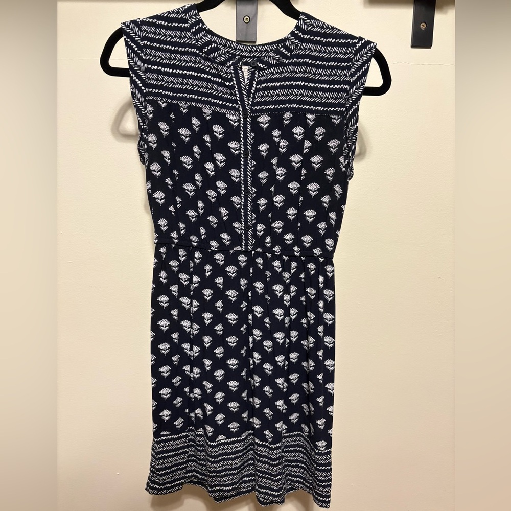 Loft navy and white midi dress